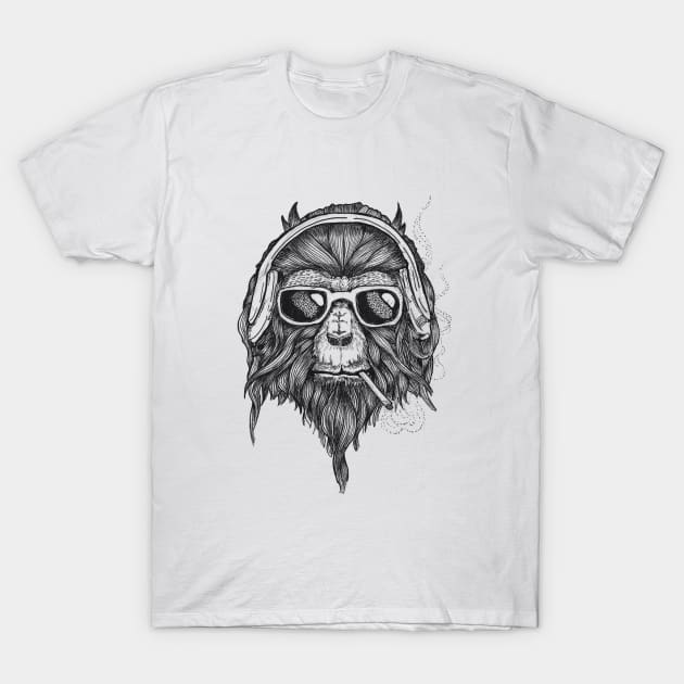 Smokin' Monkey T-Shirt by inksketches